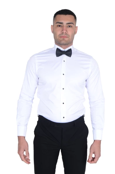 Cengiz İnler Ata Yaka Taş Düğmeli Slimfit Damatlık - Resim 12