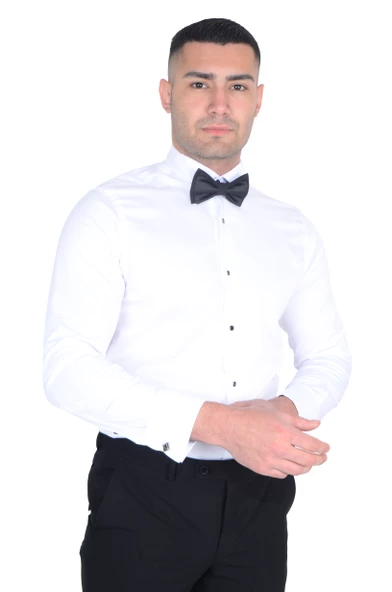 Cengiz İnler Ata Yaka Taş Düğmeli Slimfit Damatlık - Resim 2