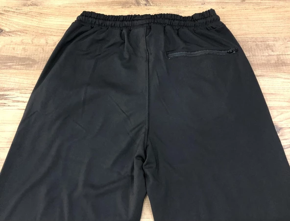 Erkek Siyah Dalgıç Kumaş Düz Eşofman Altı - 4