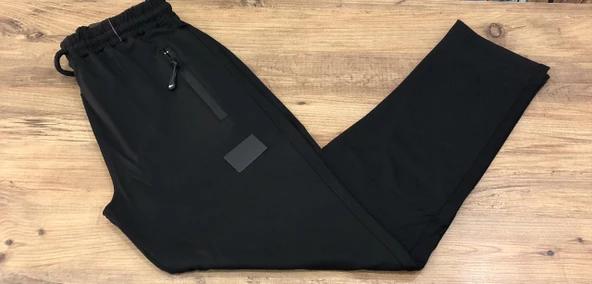 Erkek Siyah Dalgıç Kumaş Düz Eşofman Altı - 3