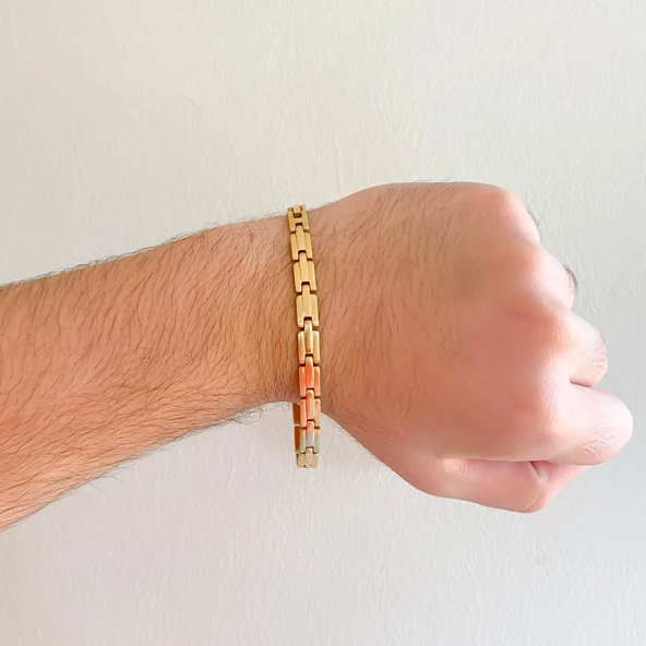 Altın Kaplama Zincir Erkek Bileklik EBLK-352 - Resim 2