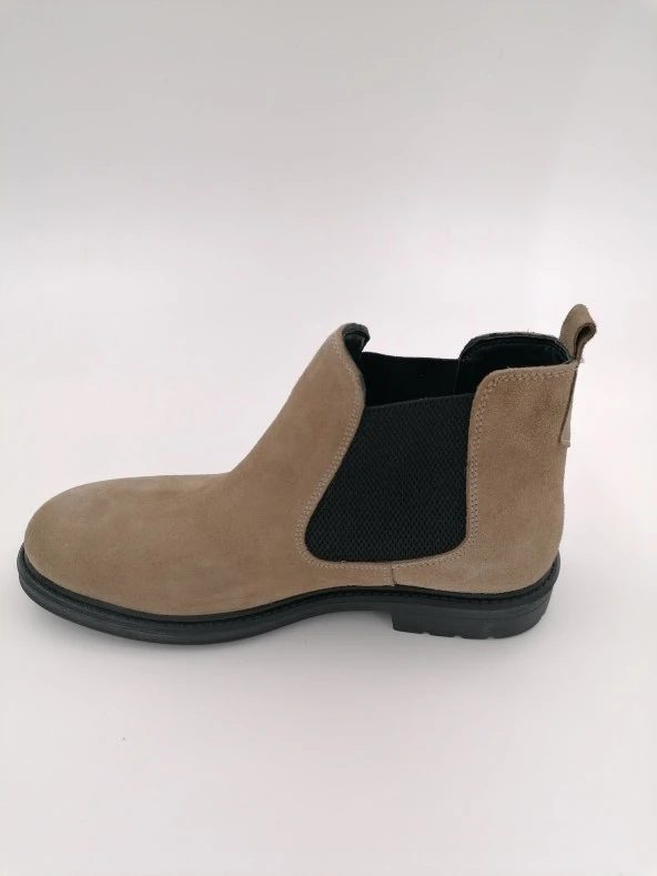 SOLMAZ BNR KUM RENGİ SÜETLASTİKLİ HAKİKİ DERİ BOT - Resim 2