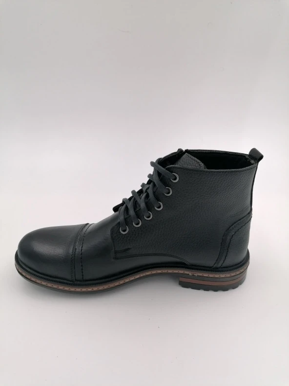 SOLMAZ 8021 SİYAH RENK HAKİKİ DERİ FERMUARLI BOT - Resim 2