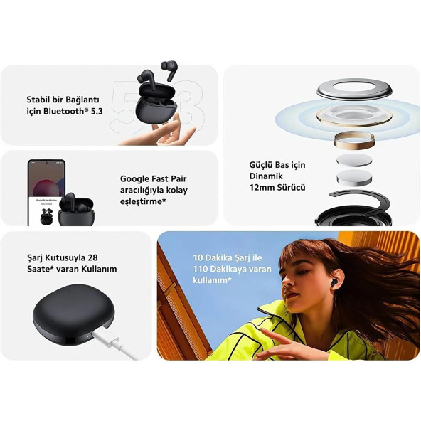 Xiaomi Redmi Buds 4 Active Bluetooth Kulaklık Beyaz - 3