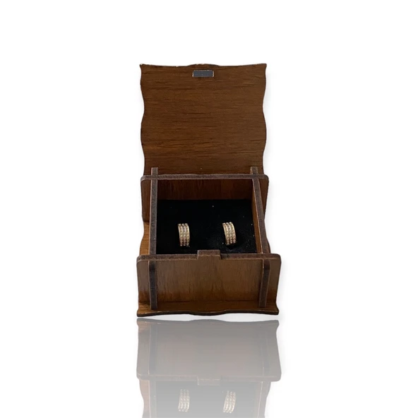 Üç Sıralı Halka Altın Küpe - Resim 3