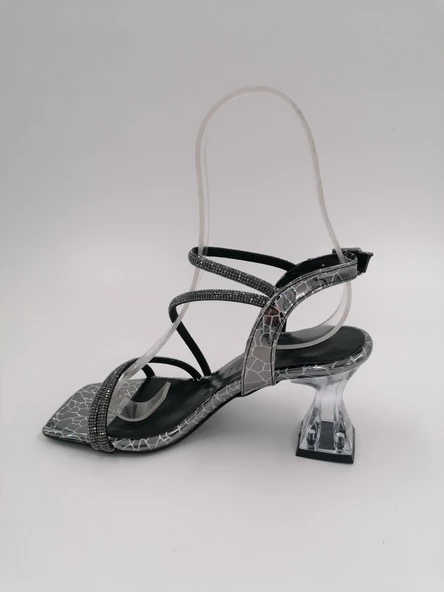 SOLMAZ MARCEL PLATİN RUGAN TAŞLI TOPUKLU ABİYE AYAKKABI - Resim 2