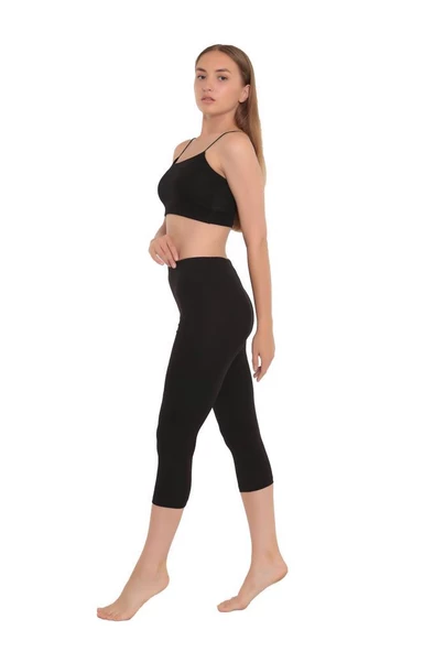 Almila Pamuk Elastan (Likralı) Yüksekbel Kapri Kadın Tayt 2002