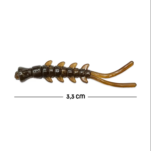 Power Bait Double Tail Kahverengi Silikon Kurt Balık Yemi - Kokulu (9957) - 2