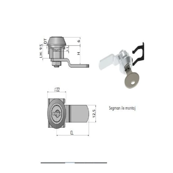Mini Silindirli Kilit Eğri Mandallı - 2