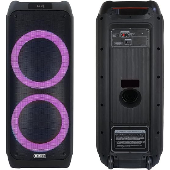 Midex MXR-1600 Taşınabilir Ses Sistemi Portatif Hoparlör 2x12 İNÇ Şarjlı USB BT (Çift Mikrofonlu) OUTLET - 4