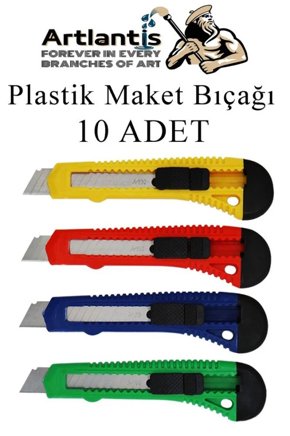 Maket Bıçağı Plastik Büyük Boy 10 Adet 18 mm Plastik Falçata Bıçağı Büyük Boy