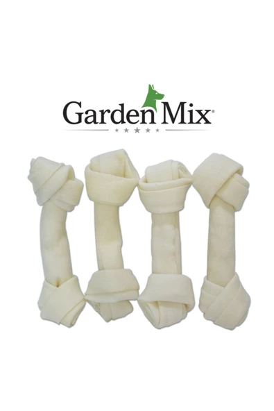 Gardenmix Beyaz Düğümlü Deri Kemik 5,5-5 Cm 4'lü