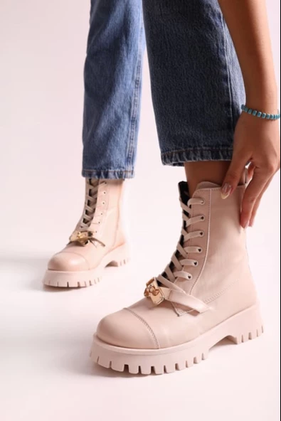 SOLMAZ AMİE BEJ RENK KADIN BOT - Resim 4