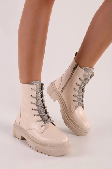 SOLMAZ PRİYA BEJ RENK TAŞLI KALIN TABAN POSTAL ürün görseli