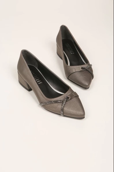 SOLMAZ KELLY PLATİN SATEN TAŞLI TOPUKLU AYAKKABI - Resim 4