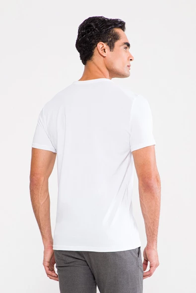 D'S DAMAT Trendy Bisiklet Yaka T-Shirt Beyaz - 2