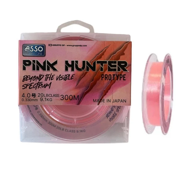 Asso Pink Hunter Surf FC COATED Visible Line 300mt Fluorocarbon Kaplama Monofilament Misina 0.33mm