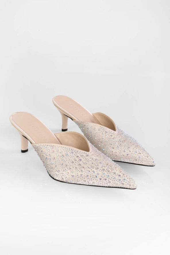 SOLMAZ CORSAGE TEN SATEN TAŞLI TOPUKLU TERLİK - Resim 2