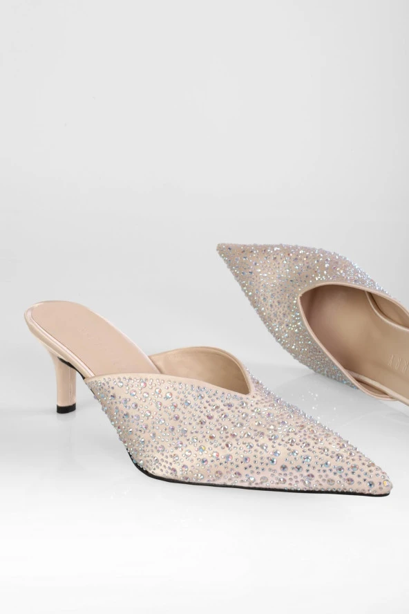 SOLMAZ CORSAGE TEN SATEN TAŞLI TOPUKLU TERLİK - Resim 4