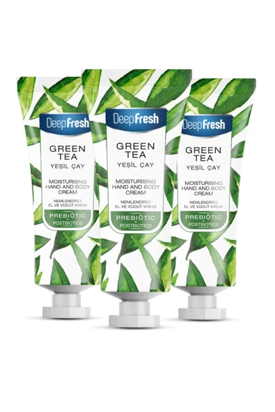 Deep Fresh Prebiyotik Nemlendirici El ve Vücut Kremi Yeşil Çay 50 ml 3 Adet