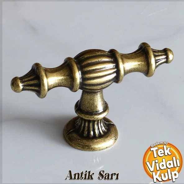 Şehzade Düğme Eskitme Antik Sarı  Metal Mobilya Mutfak Çekmece Dolap Dolabı Kulpu Kulbu Kulpları