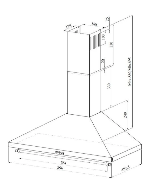 GL General Rustıc 90 cm Krem Duvar Tipi Davlumbaz - 2