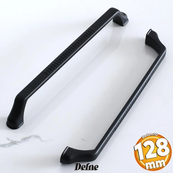 Defne 128 mm Siyah Kulp Mobilya Çekmece Mutfak Dolabı Dolap Kapak Kulpları Kulpu Kulbu Metal 128 mm