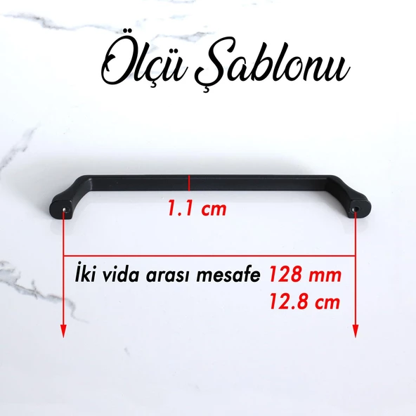 Defne 128 mm Siyah Kulp Mobilya Çekmece Mutfak Dolabı Dolap Kapak Kulpları Kulpu Kulbu Metal 128 mm - 3