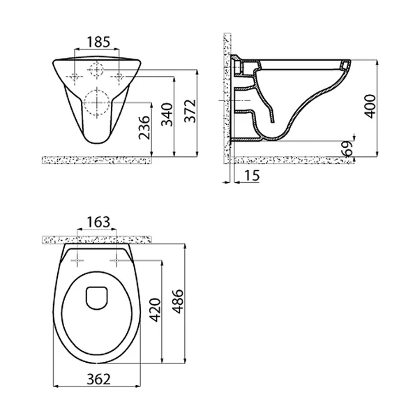 Creavit Perla Beyaz Kanallı Asma Klozet TP320, Creavit Perla Çınar Yavaş Kapak - 5