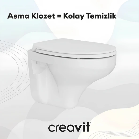 Creavit Perla Beyaz Kanallı Asma Klozet TP320, Creavit Perla Çınar Yavaş Kapak - 6