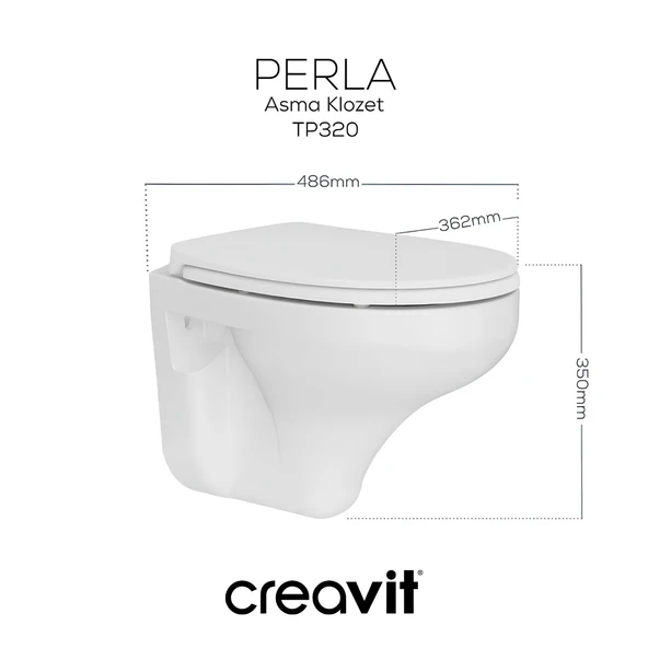 Creavit TP320 Perla Asma Klozet, Creavit Yavaş Kapak - 2