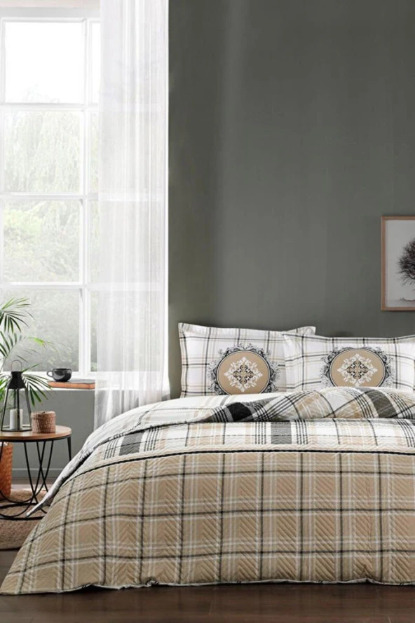 Özdilek Tek Kişilik Ranforce Kapitone Nevresim Takımı Ocre Bej