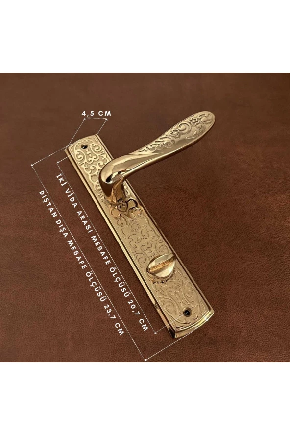 Özen Handles İmza Titanyum ZK19 Zamak Aynalı Wc Banyo Kapı Kolu Sağ Basar 1 Takım - Resim 3