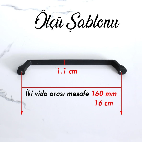 Defne 160 mm Siyah Kulp Mobilya Mutfak Çekmece Dolap Dolabı Kapak Kulbu Kulpları Kulpu Metal 160 mm - 3