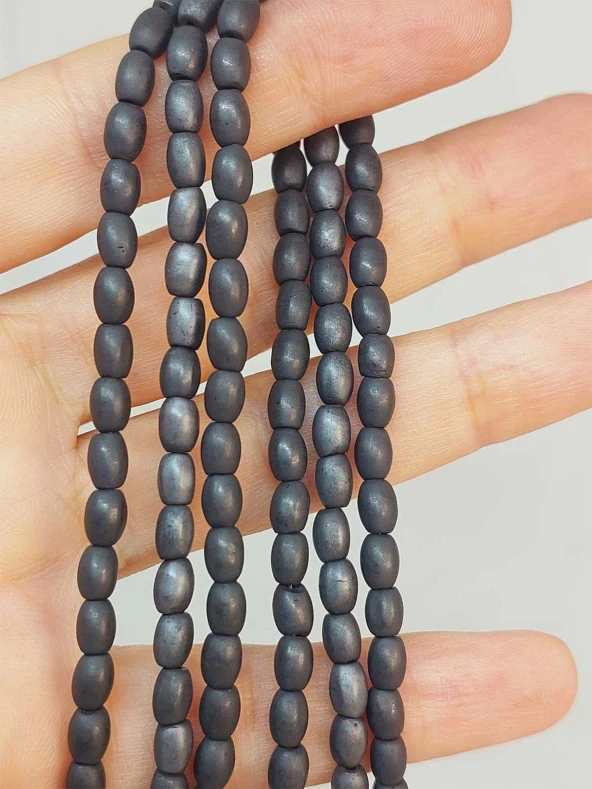 Hematit Taşı Arpa Kesim Dizi 4*5.5mm (49636) ürün görseli 1