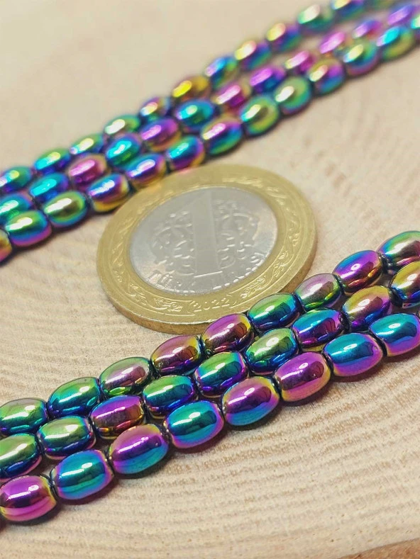 Hematit Taşı Arpa Kesim Dizi 4*5.5mm (49632) - Resim 2