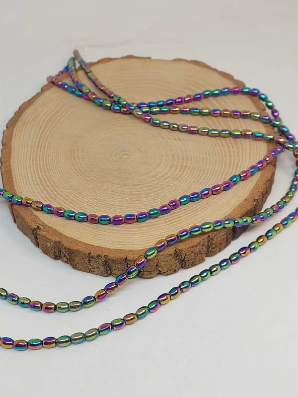 Hematit Taşı Arpa Kesim Dizi 4*5.5mm (49632) - Resim 3