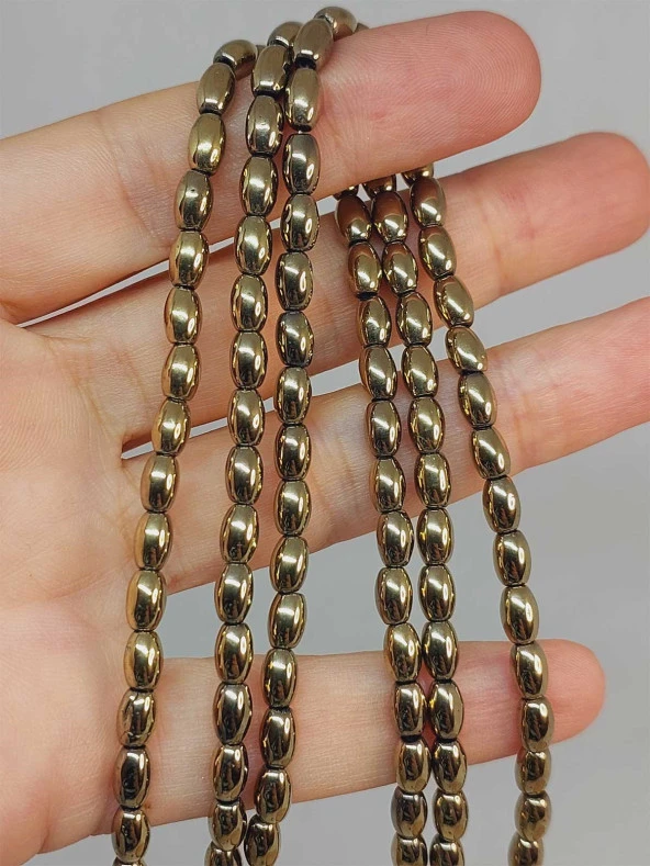 Hematit Taşı Arpa Kesim Dizi 4*5.5mm (49634) ürün görseli