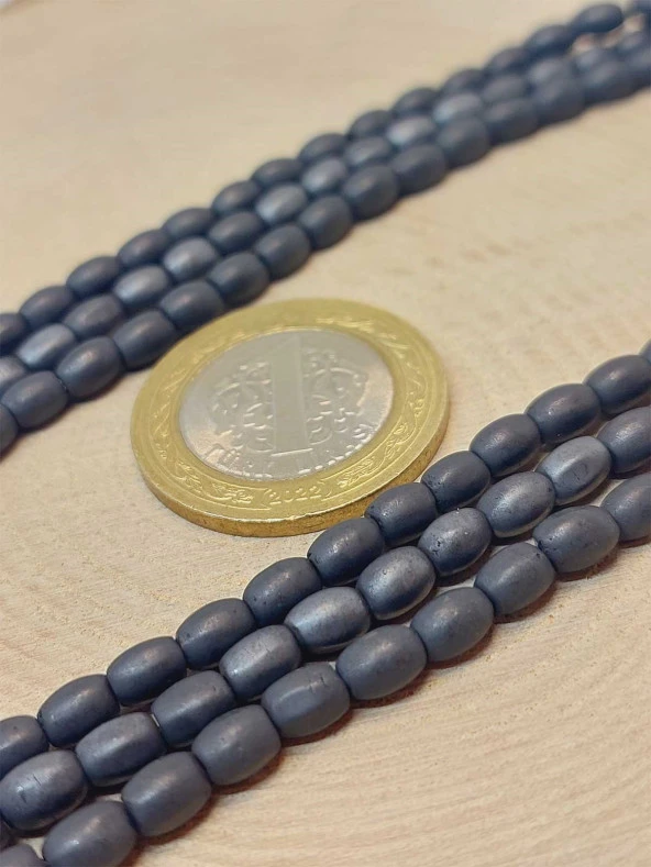 Hematit Taşı Arpa Kesim Dizi 4*5.5mm (49636) - Resim 2