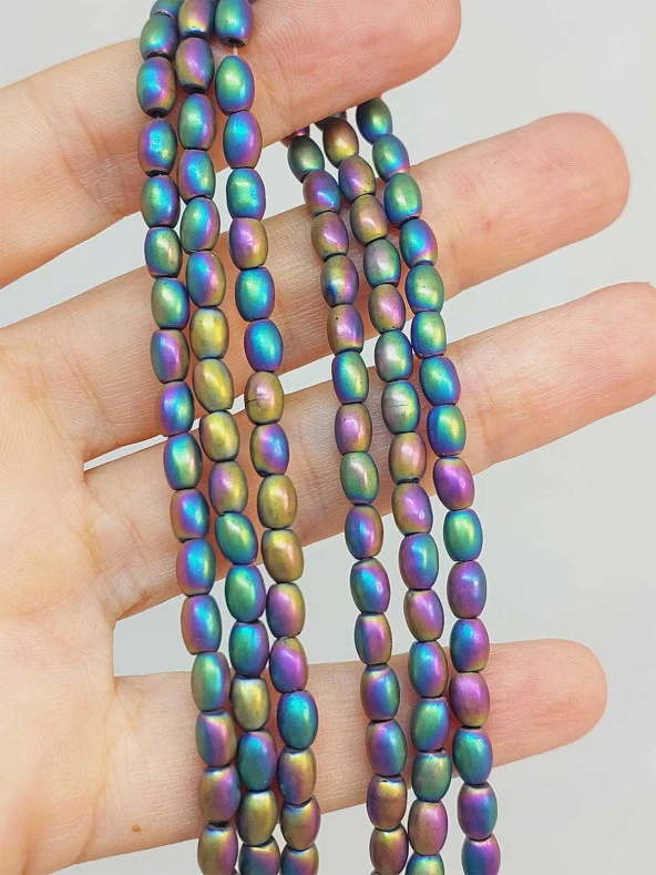 Hematit Taşı Arpa Kesim Dizi 4*5.5mm (49638) ürün görseli