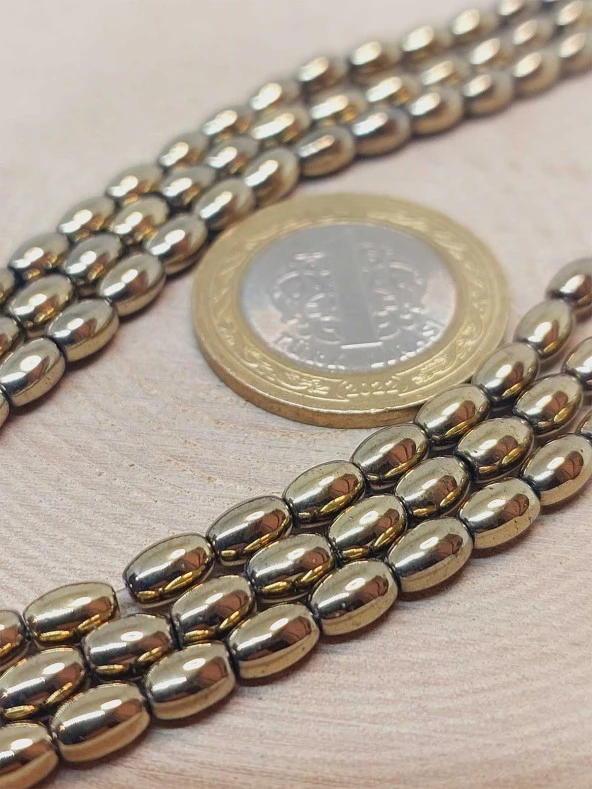 Hematit Taşı Arpa Kesim Dizi 4*5.5mm (49634) - Resim 2