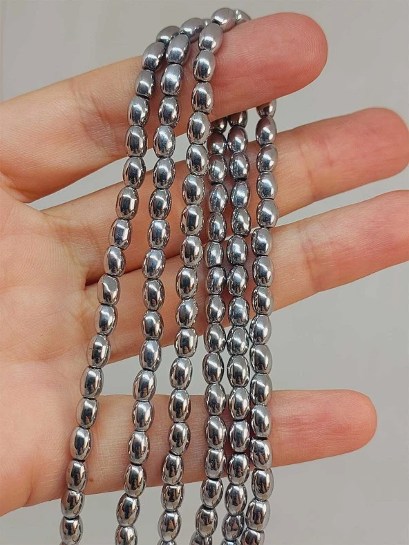 Hematit Taşı Arpa Kesim Dizi 4*5.5mm (49640) ürün görseli