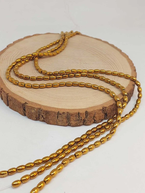 Hematit Taşı Arpa Kesim Dizi 4*5.5mm (49642) - Resim 3