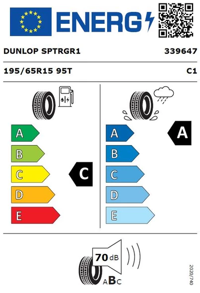 Dunlop 195/65 R15 TL 95T XL SPTOURING R1 Hafif Ticari Yaz Lastiği (Üretim Tarihi:2024) - Resim 2