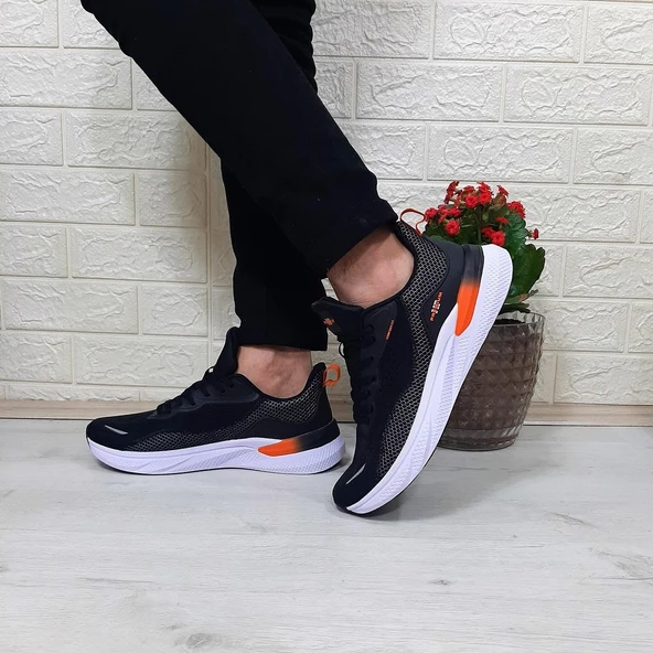 M.P 1603 Siyah-Beyaz Gri Rahat Koşu Erkek Spor Ayakkabı - 5