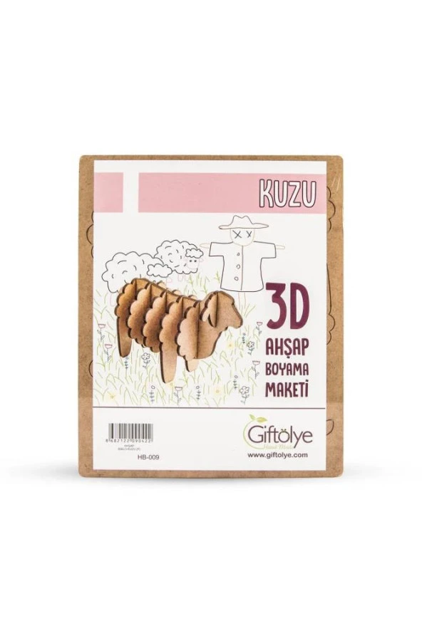 Giftölye 3D Ahşap Biblo Kuzu HB-009