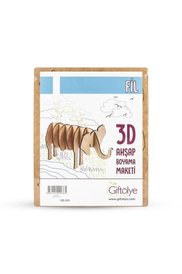 Giftölye 3D Ahşap Biblo Fil HB-005