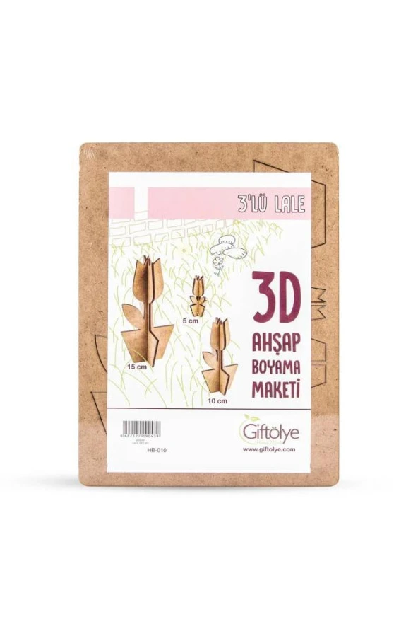 Giftölye 3D Ahşap Lale Seti 3 Lü HB-010