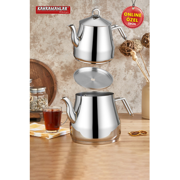 Piramit Platin Çaydanlık Takımı Xxl 7lt (dem 2,5lt Suluk 4)