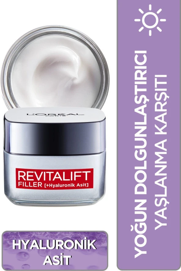 L'Oréal Paris Revitalift Filler Yoğun Dolgunlaştırıcı Yaşlanma Karşıtı Gündüz Kremi 50Ml - Hyaluroni